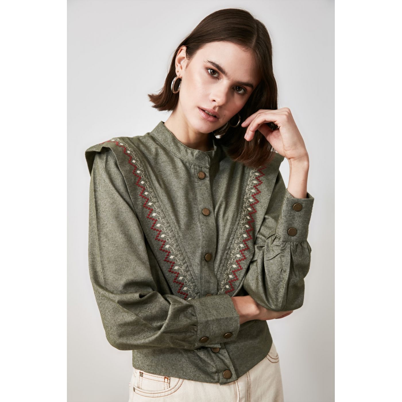 Trendyol Khadi Upright Collar Shirt