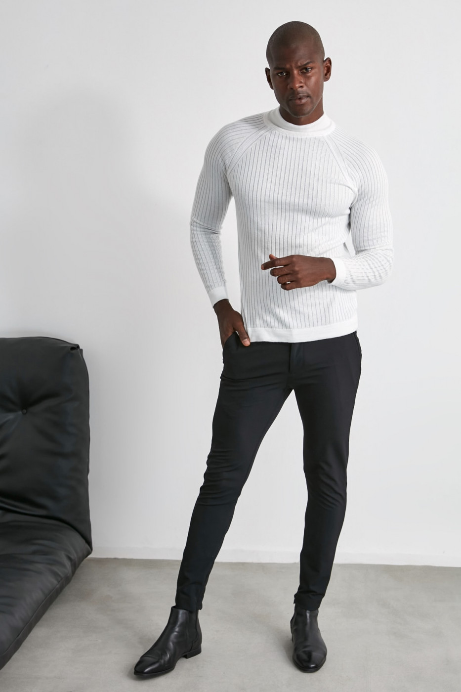 Trendyol Ekru Men's Half Fisherman Rubber Knitwear Sweater