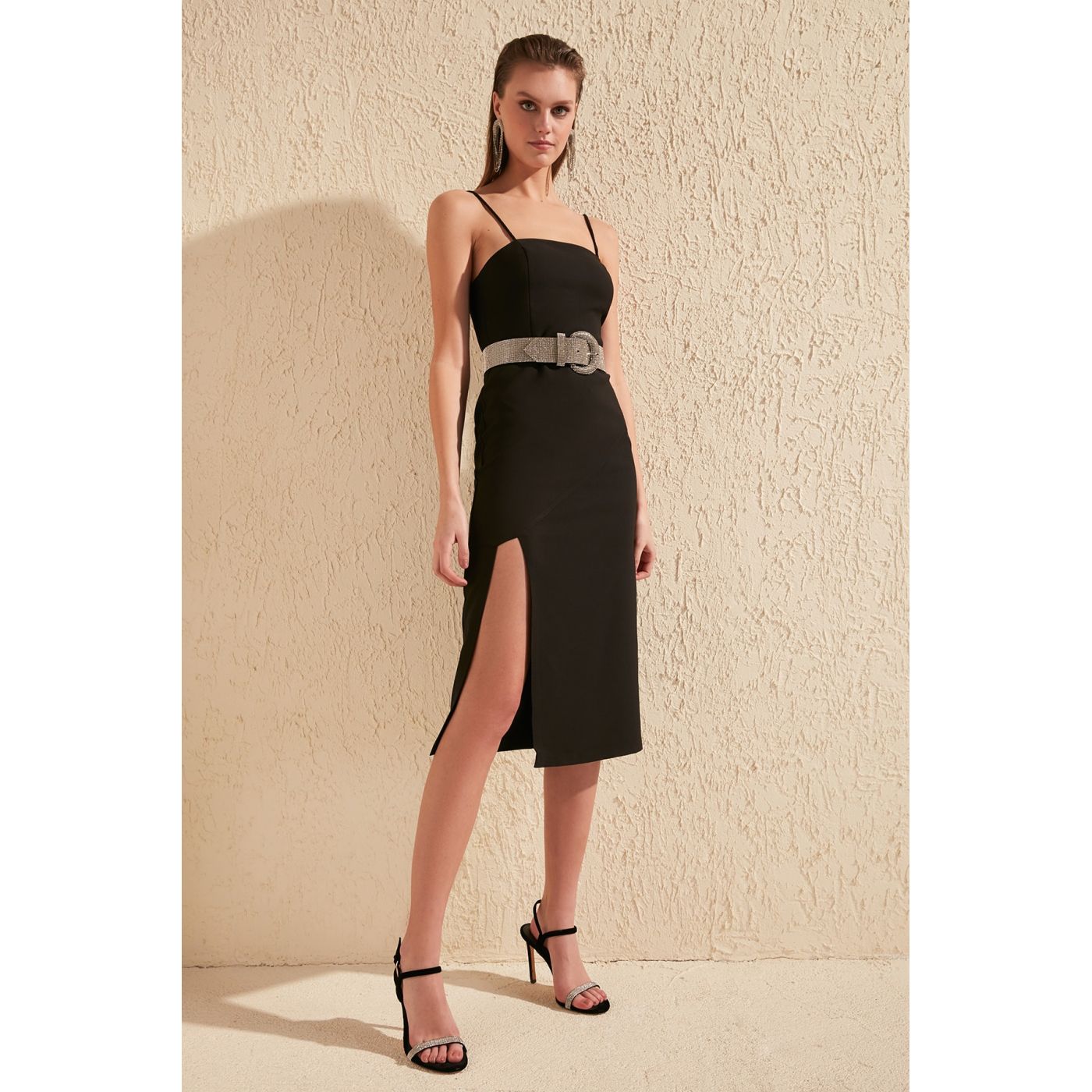 Trendyol Black Slit Detail Dress