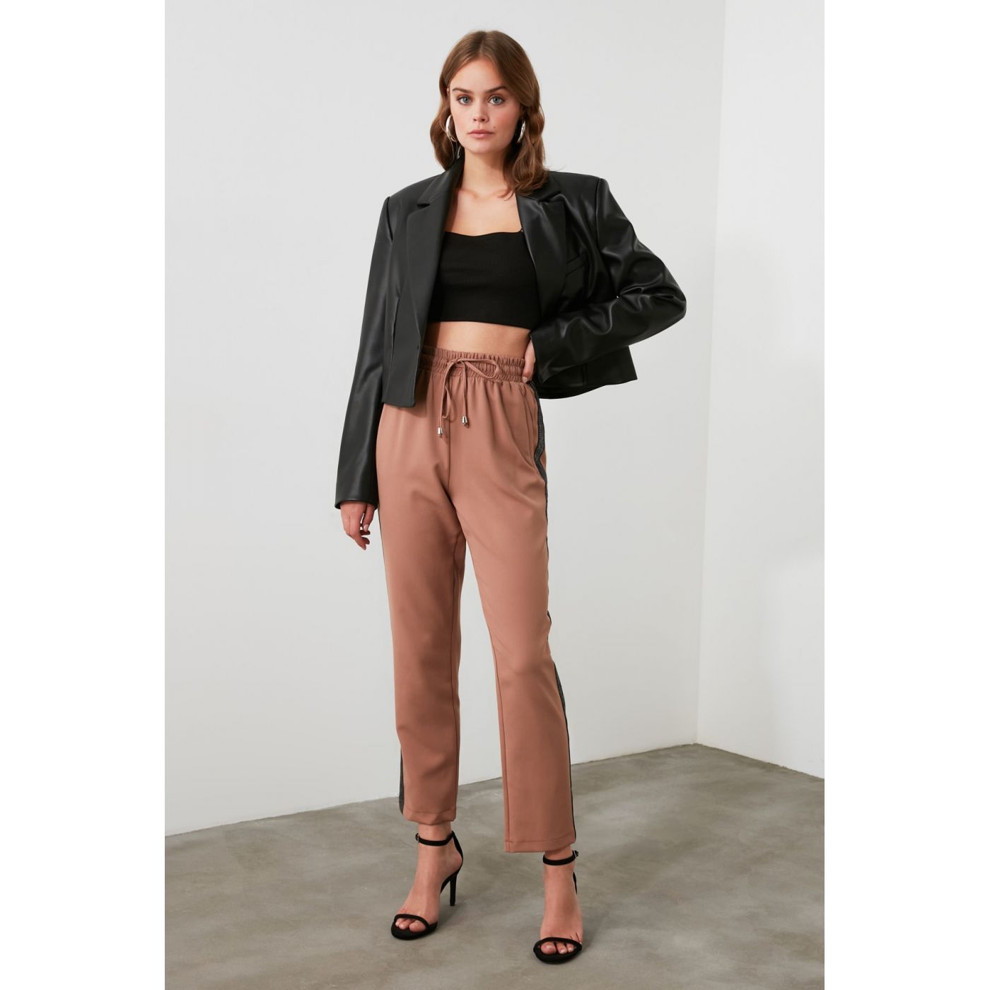 Trendyol Camel Fastening Detailed Trousers