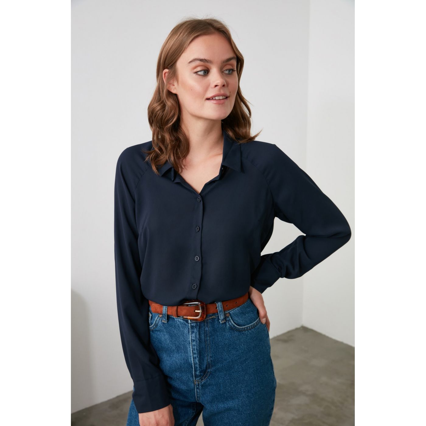 Trendyol Navy Straight Cut Shirt
