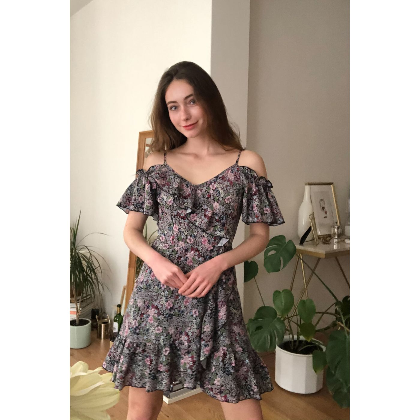 Trendyol Multi-Color Floral Patterned Volan dress