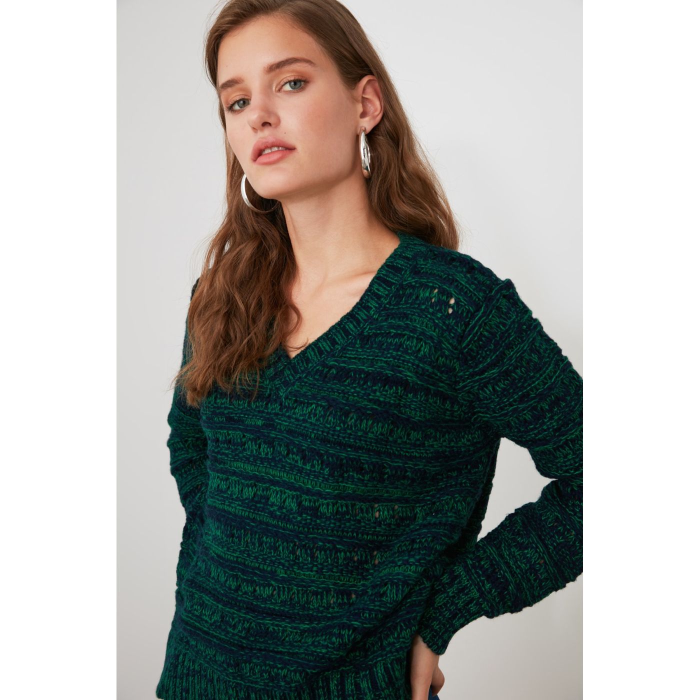 Trendyol MultiColor V Collar Knit Sweater