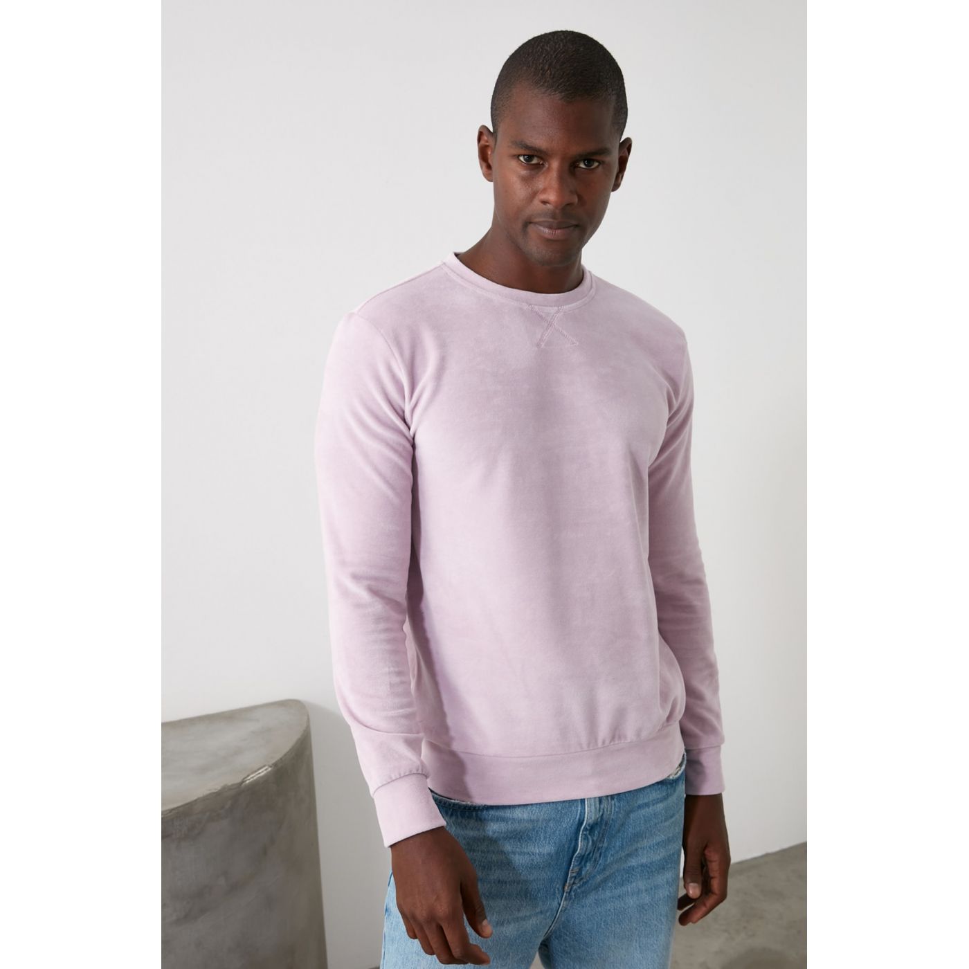 Trendyol Lila Men's Bicycle Collar Long Sleeve Velvet New Sweatshirt