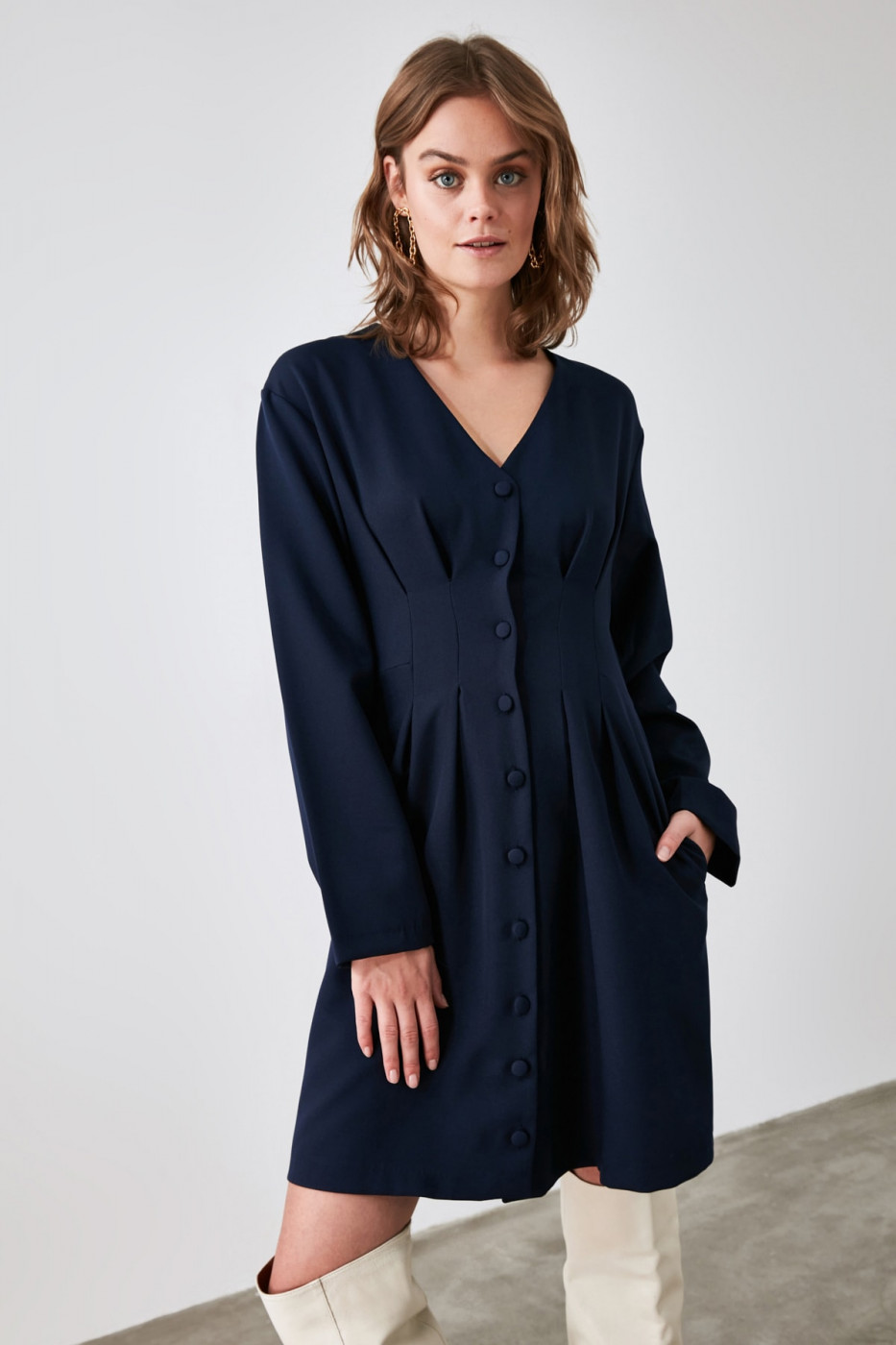 Trendyol Navy Button Dress