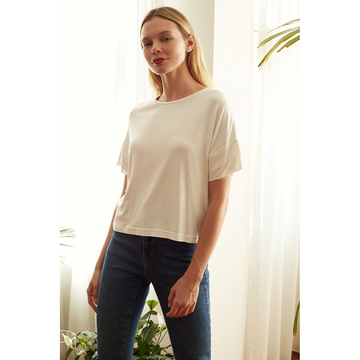 Trendyol Stone Arm Detailed Knitted T-Shirt