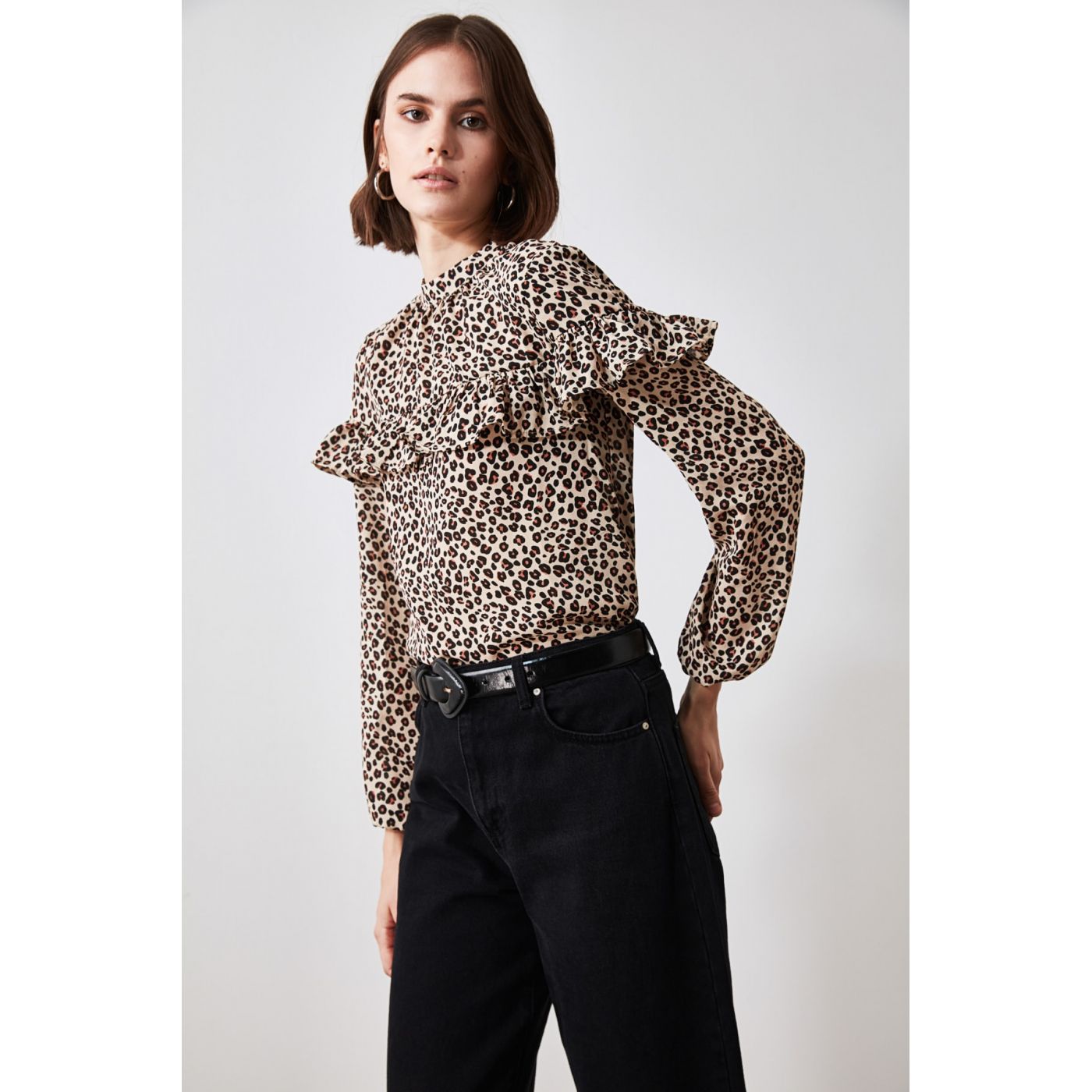 Trendyol Brown Ruffly Blouse