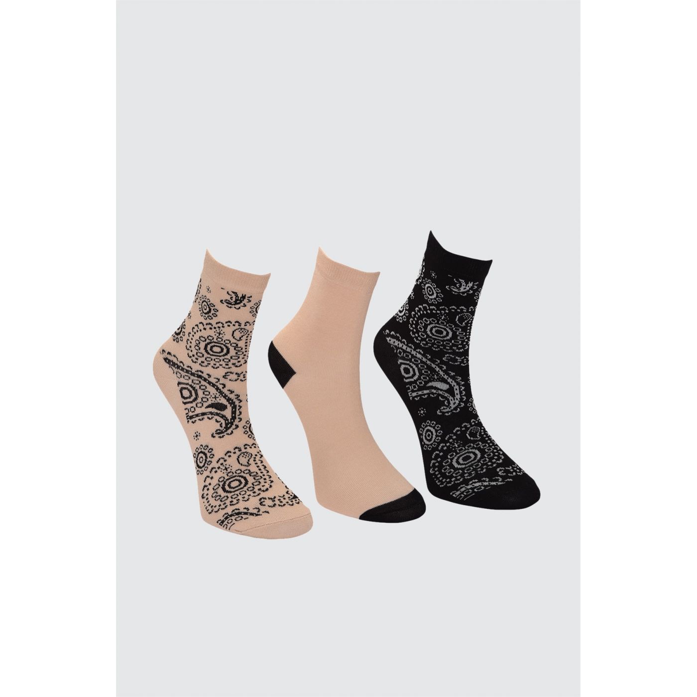 Trendyol Mink Printed 3 Pack Knitted Socks