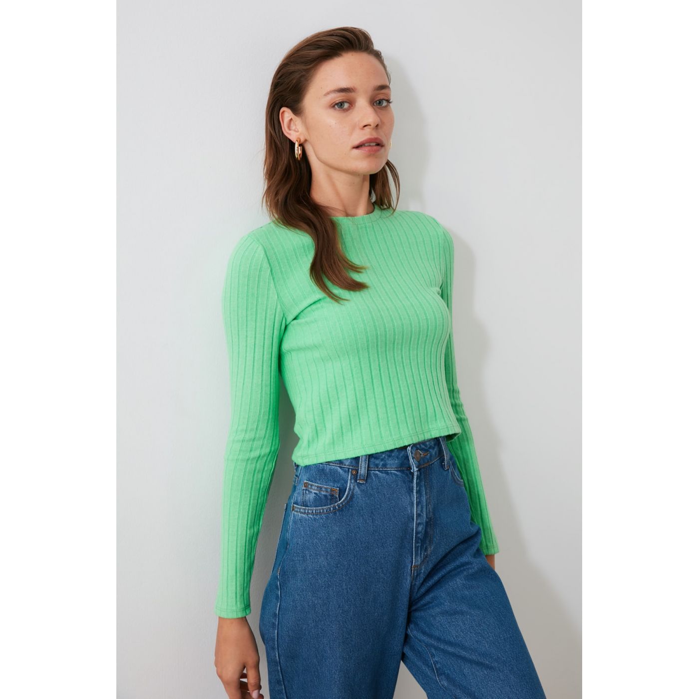Trendyol Green Fitilli Knitted Blouse
