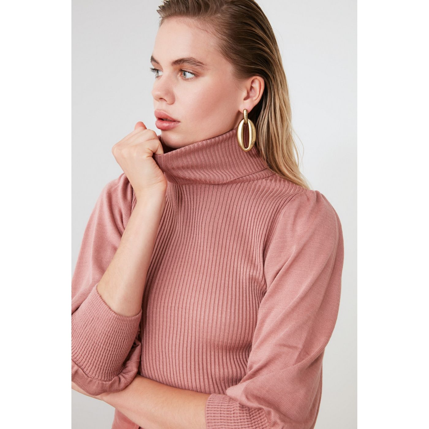 Trendyol Rose Dry Balloon Sleeve KnitSweater