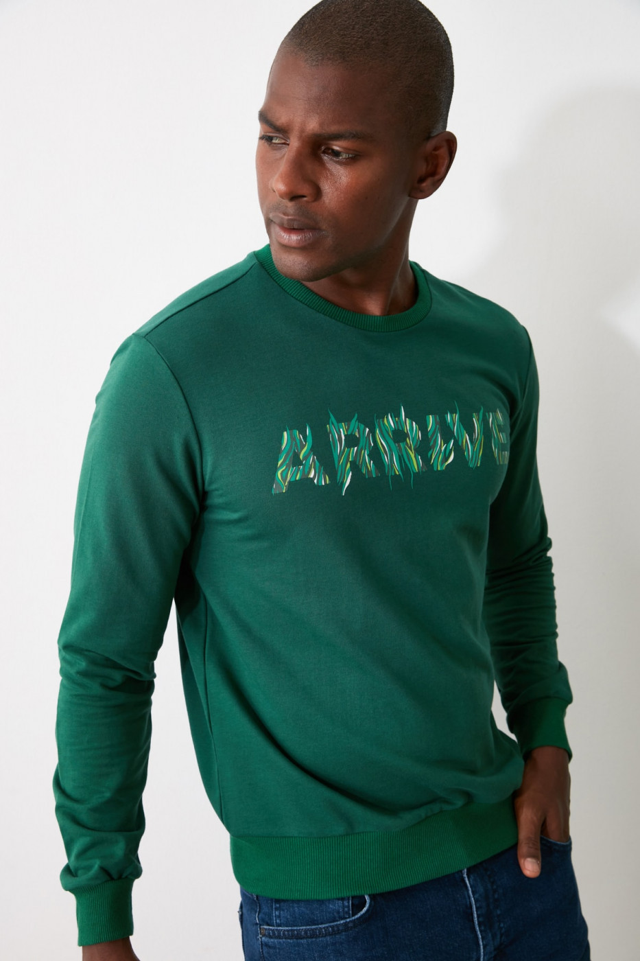 Trendyol Duckhead Green Men's Printed Sweatshirt