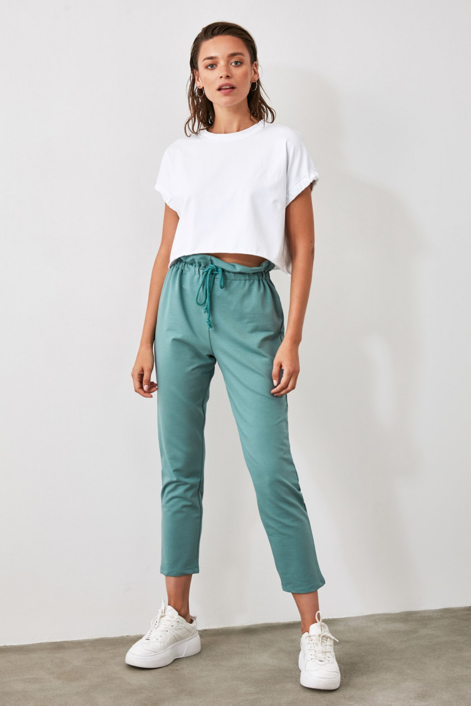 Trendyol Mint Paperbag Knitted Tracksuit bottom