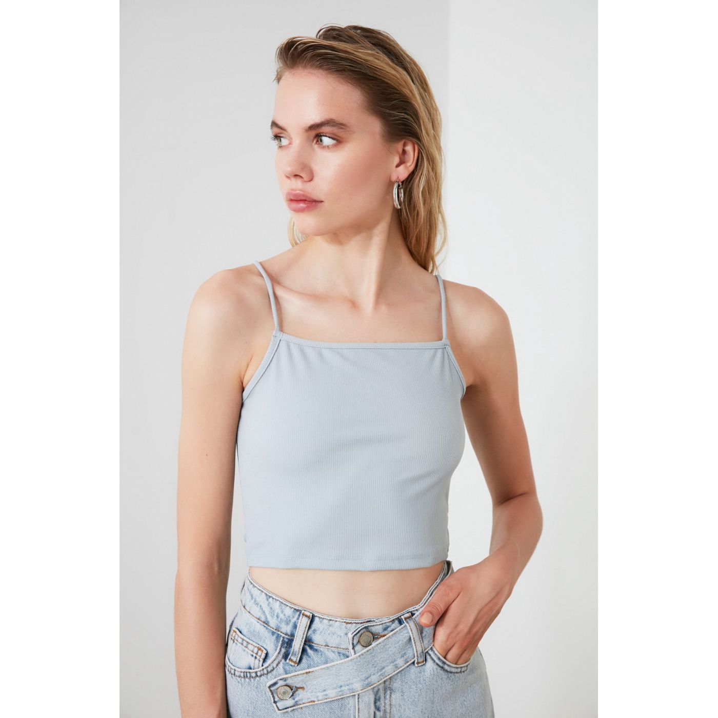 Trendyol Blue Strap Knitted Blouse