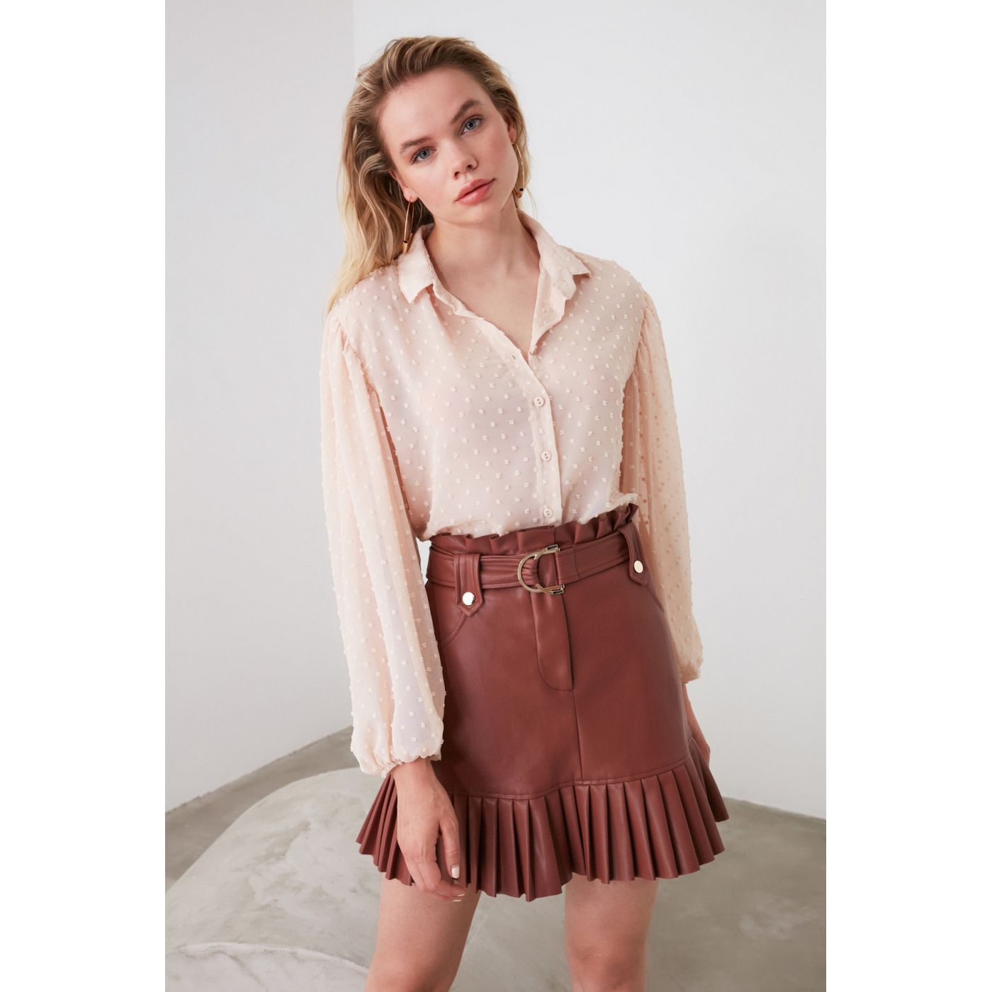 Trendyol PowderEd Polka Dot Shirt