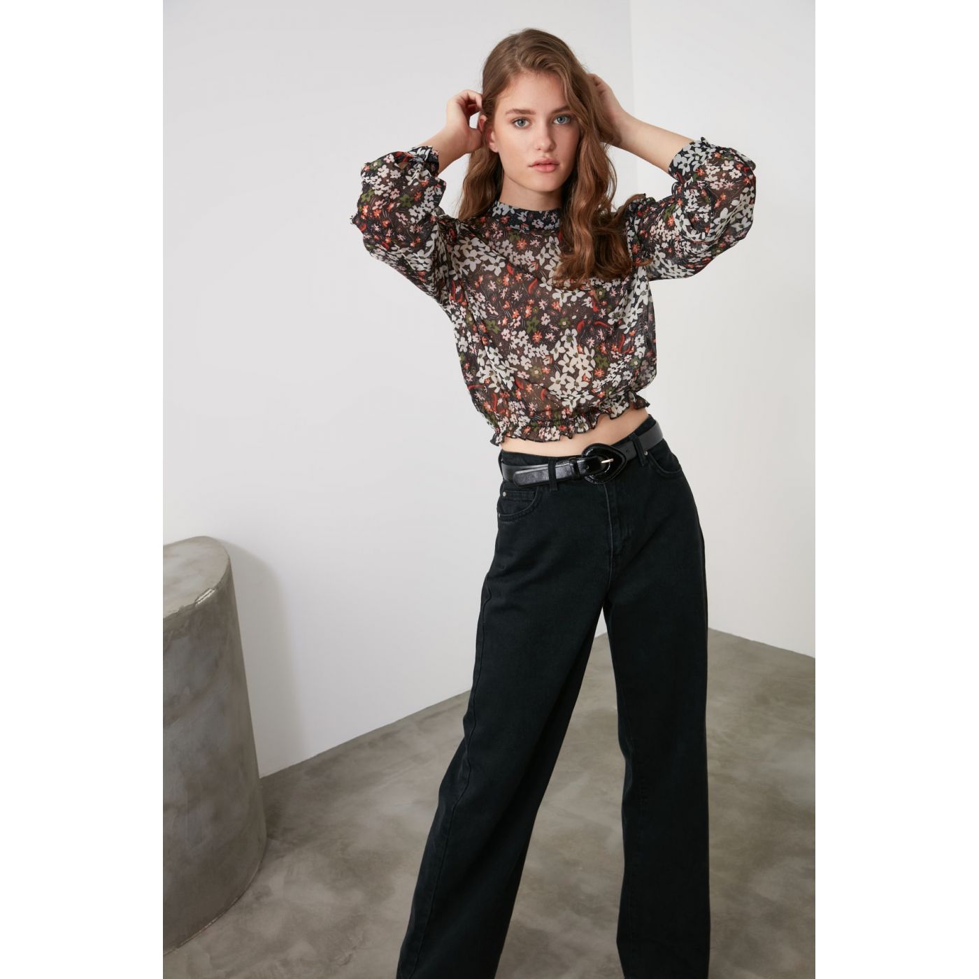 Trendyol Black Shoulder DetailBlo