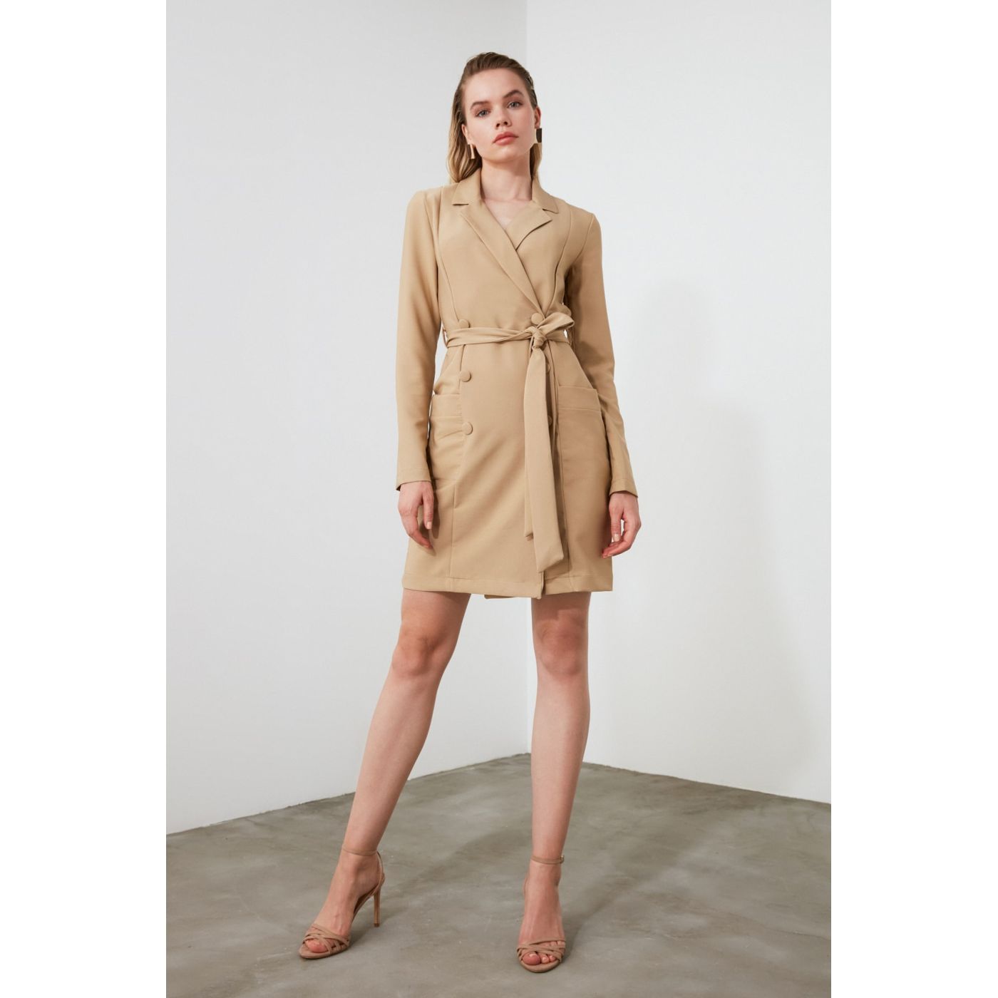 Trendyol Mink Belt jacket dress