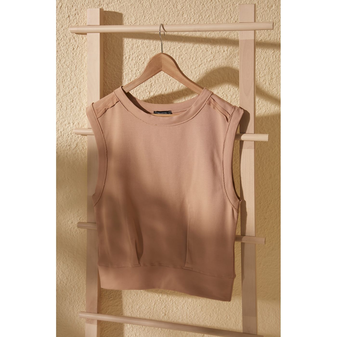 Trendyol Camel Sleeveless Basic Knitted Blouse