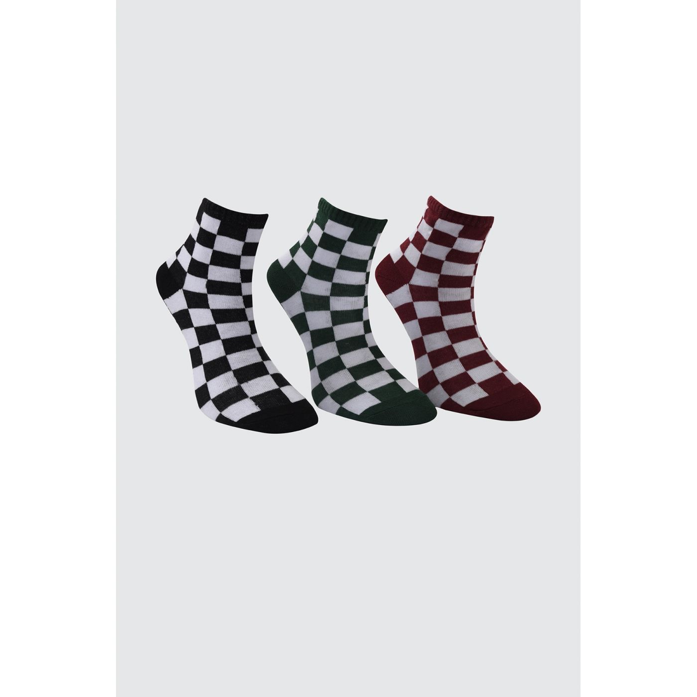 Trendyol Bordeaux Checkered 3 Pack Knitted Socks