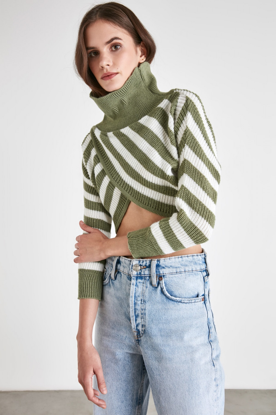 Trendyol Mint Carmen Collar Knitwear Sweater