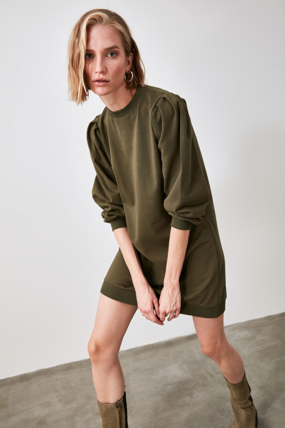 Trendyol Khai Balloon Sleeve Knitted Sweat Dress