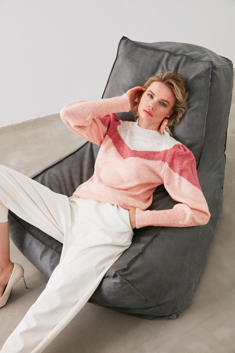 Trendyol Pomegranate Flower Block Detailed Knitwear Sweater