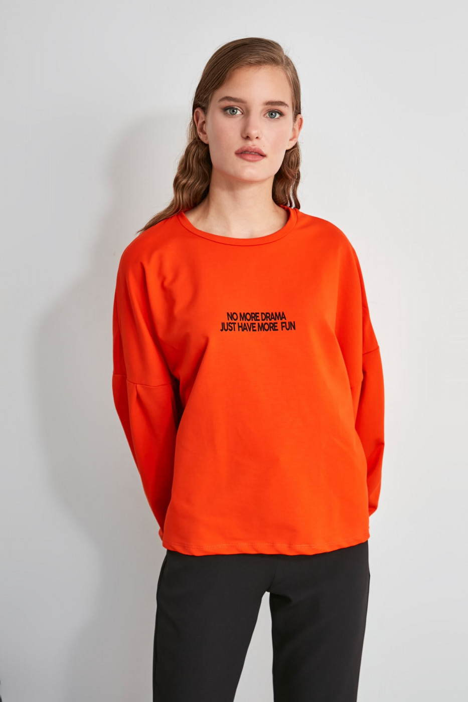 Trendyol Orange Printed Salisal Knitted Sweatshirt