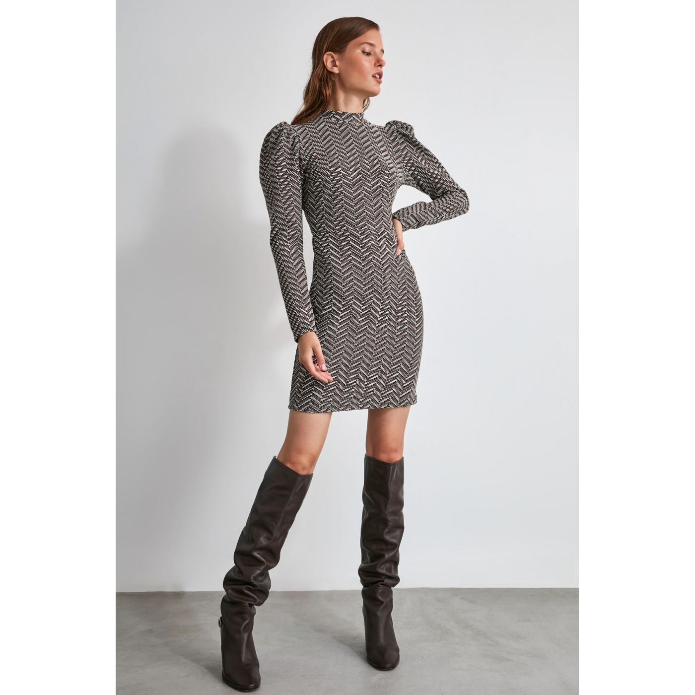 Trendyol Multicolored Watermele Sleeve Knitted Dress
