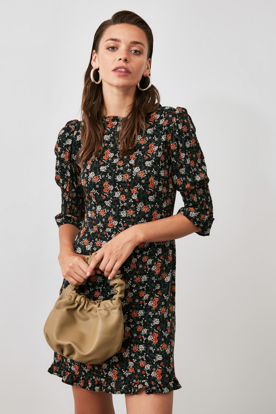 Trendyol Black Floral Patterned Dress