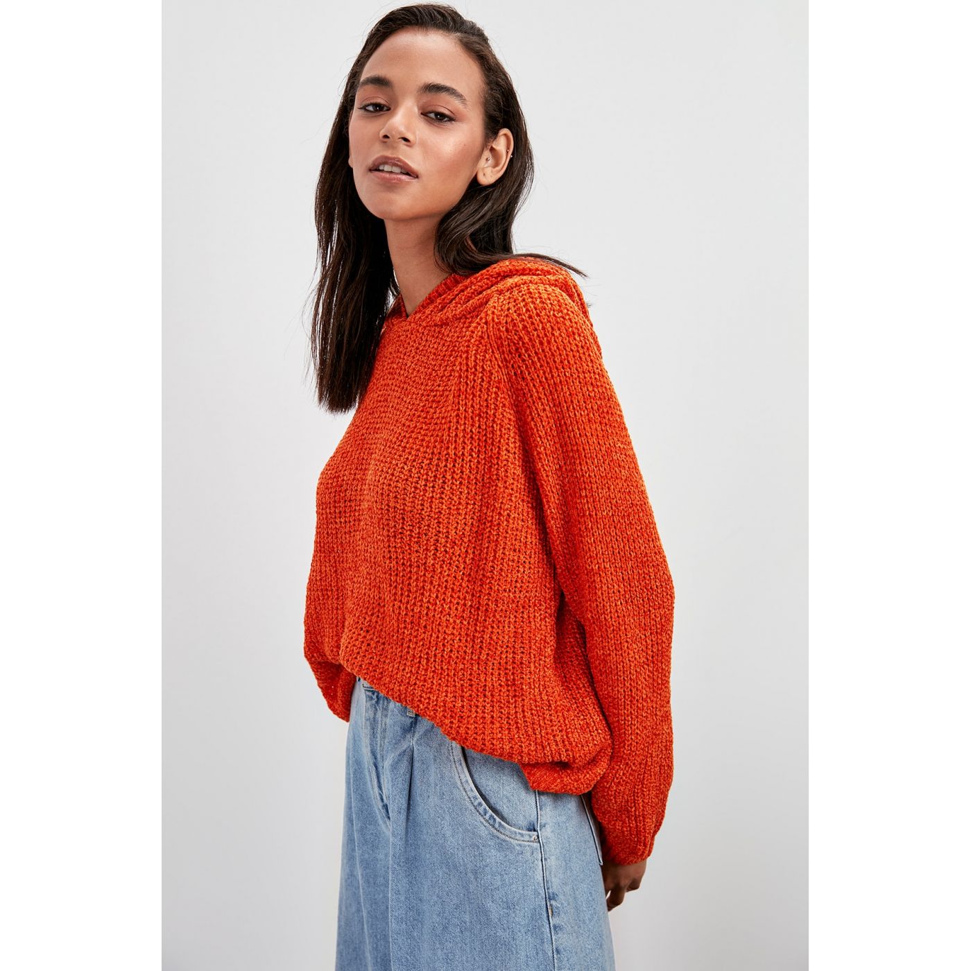 Trendyol Tile Sönil Hoodie Knitwear Sweater