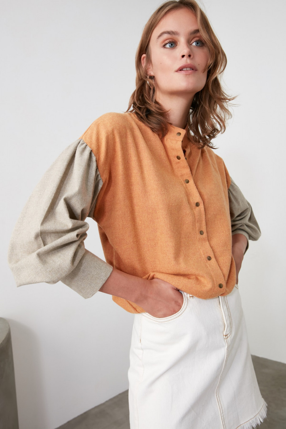 Trendyol Camel Crop Blouse
