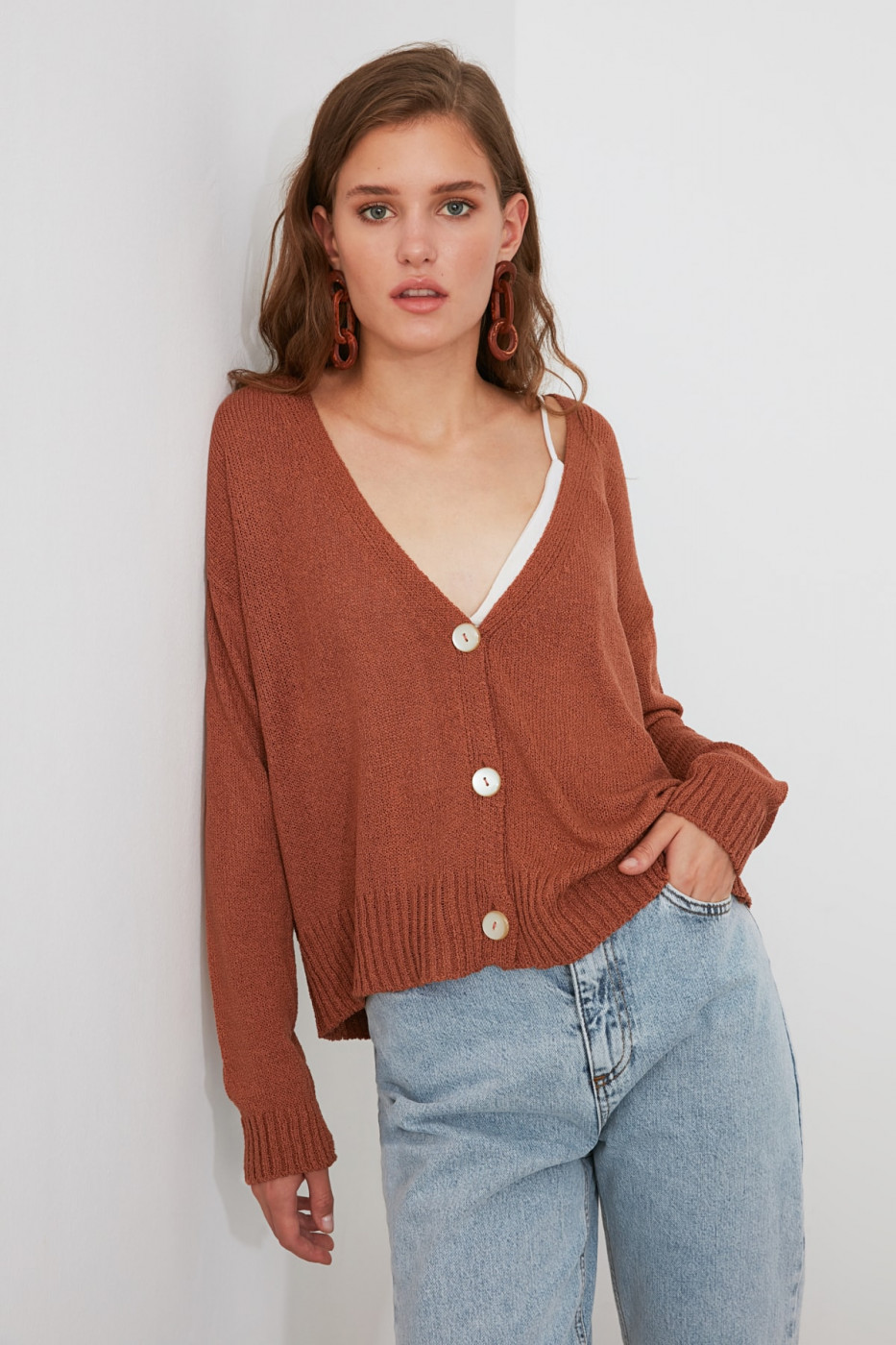 Trendyol Cinnamon Knitwear Cardigan