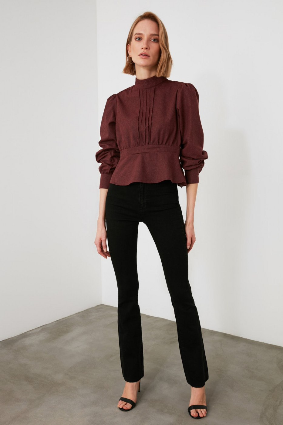 Trendyol Burgundy Upright Collar Blouse