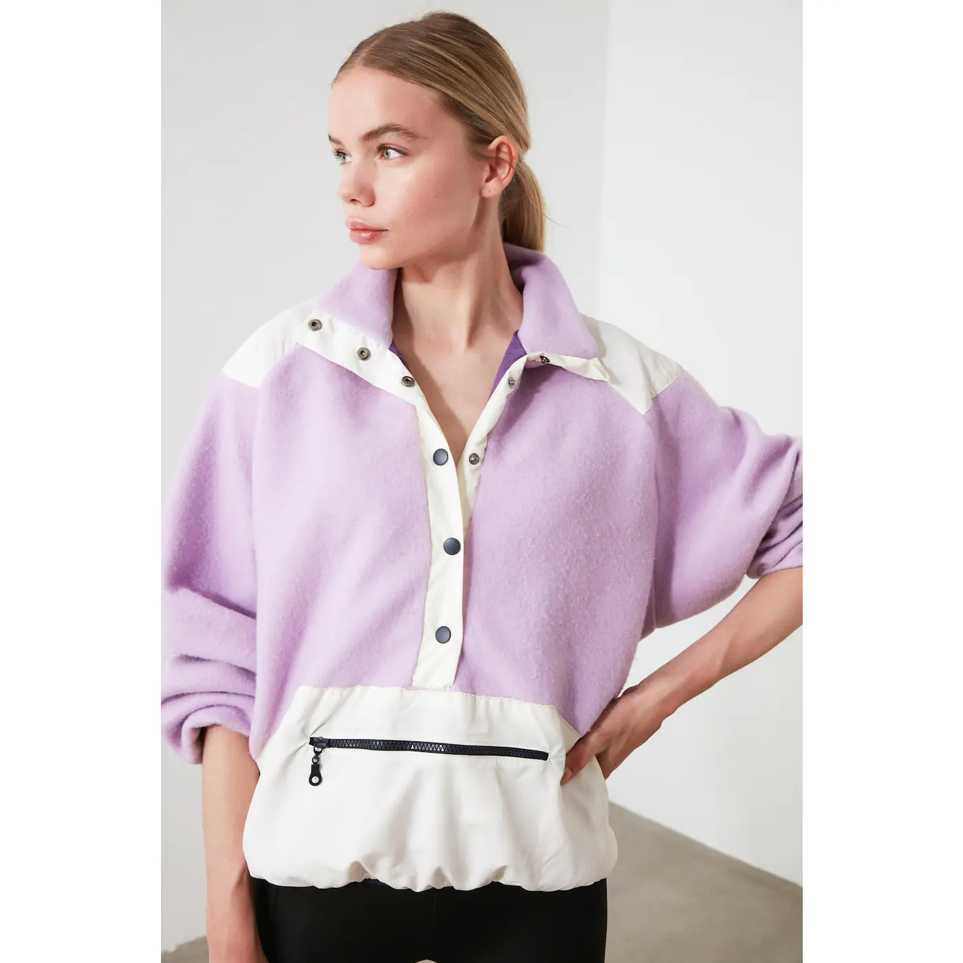 Trendyol Lila Double-Sided Sports Knitting Sweatshirt