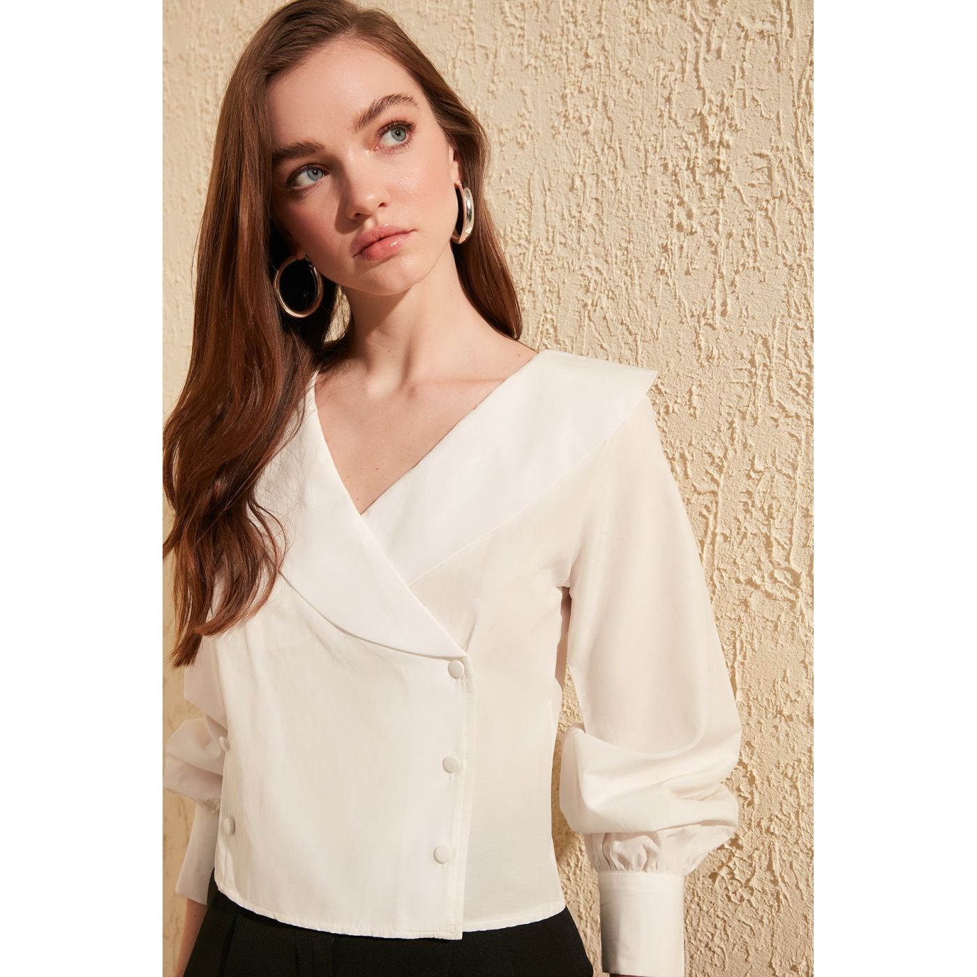 Trendyol Ekru Button Detailed Blouse
