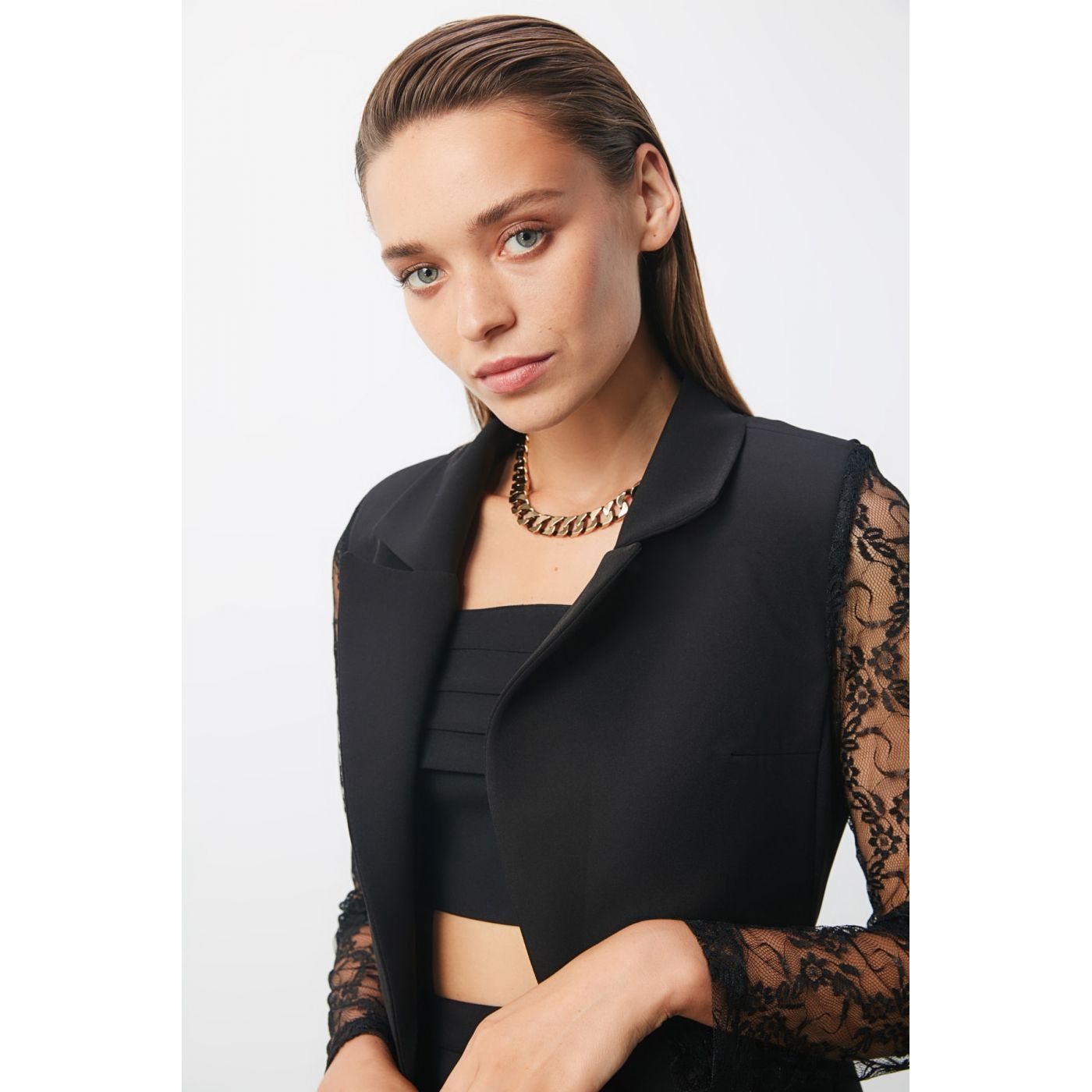 Trendyol Black Lace Detailed Jacket