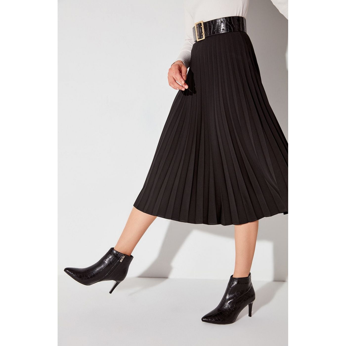 Trendyol Black Kroko Women's Boots & Bootie