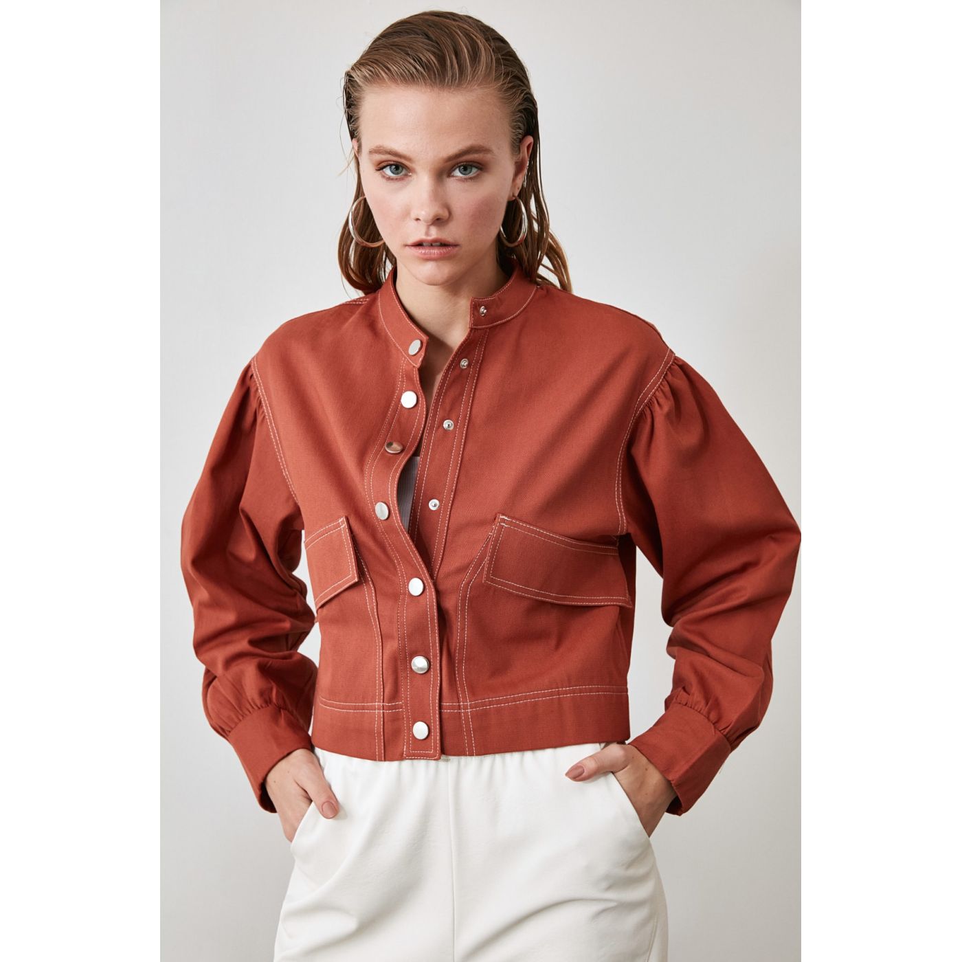 Trendyol Tinmel Contrast Stitch Jacket