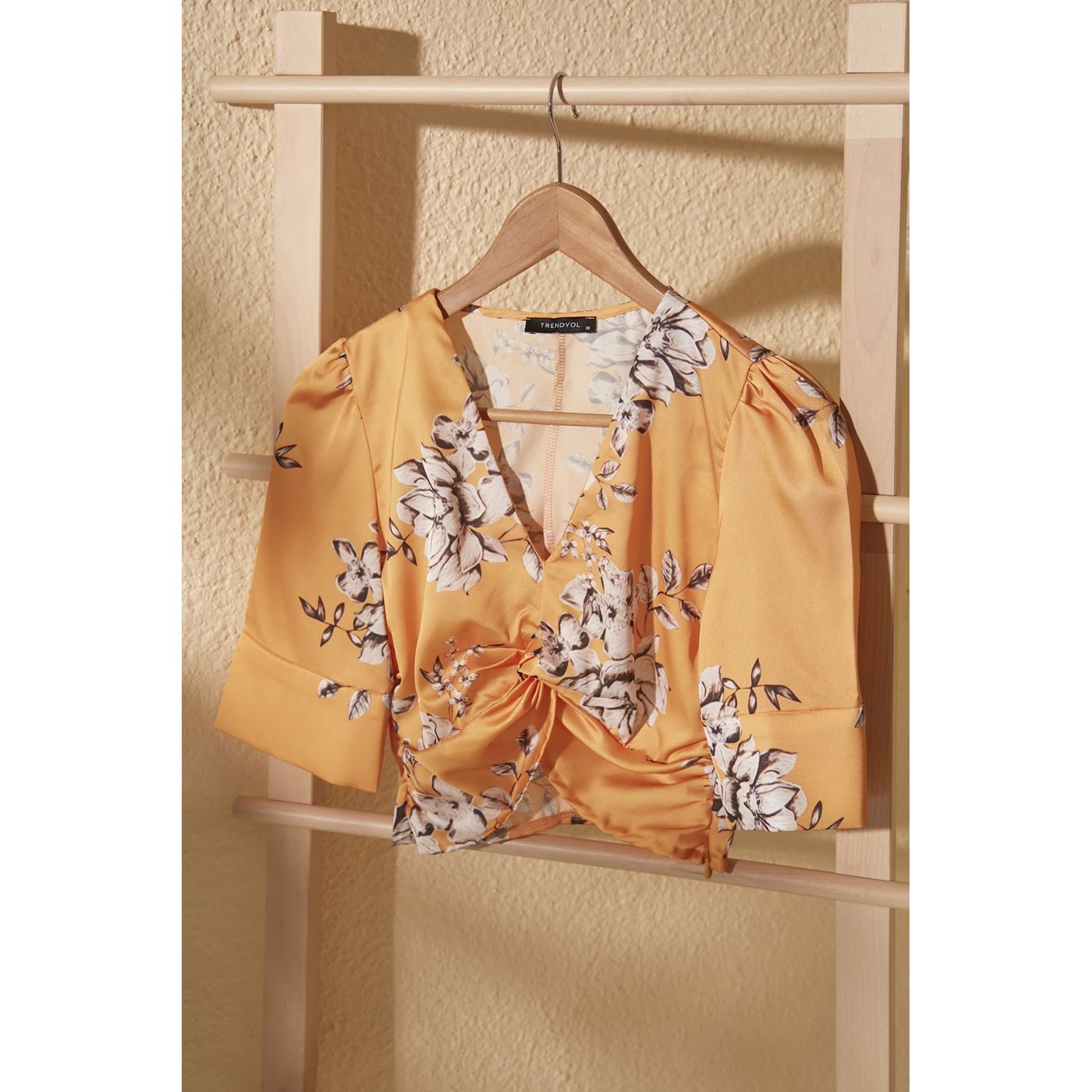 Trendyol Yellow Floral Patterned Blouse