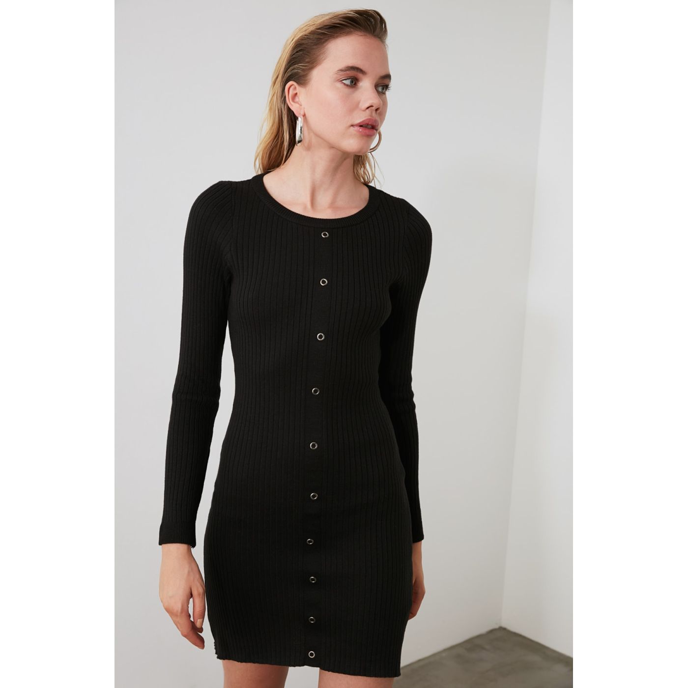 Trendyol Black Stud Detailed Knitwear Dress