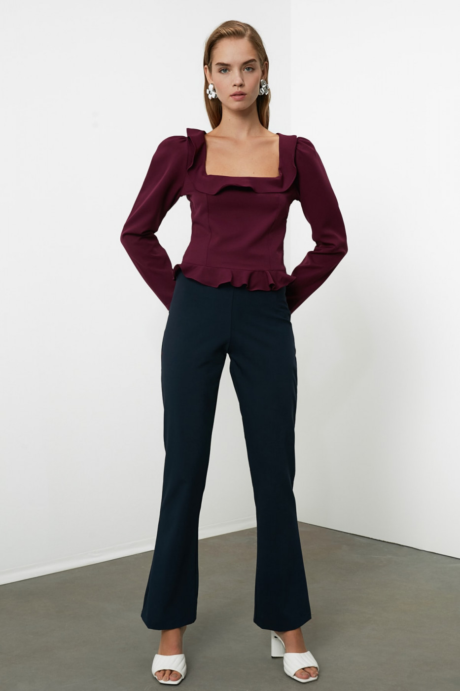 Trendyol Mürdüm Frill Detailed Blouse