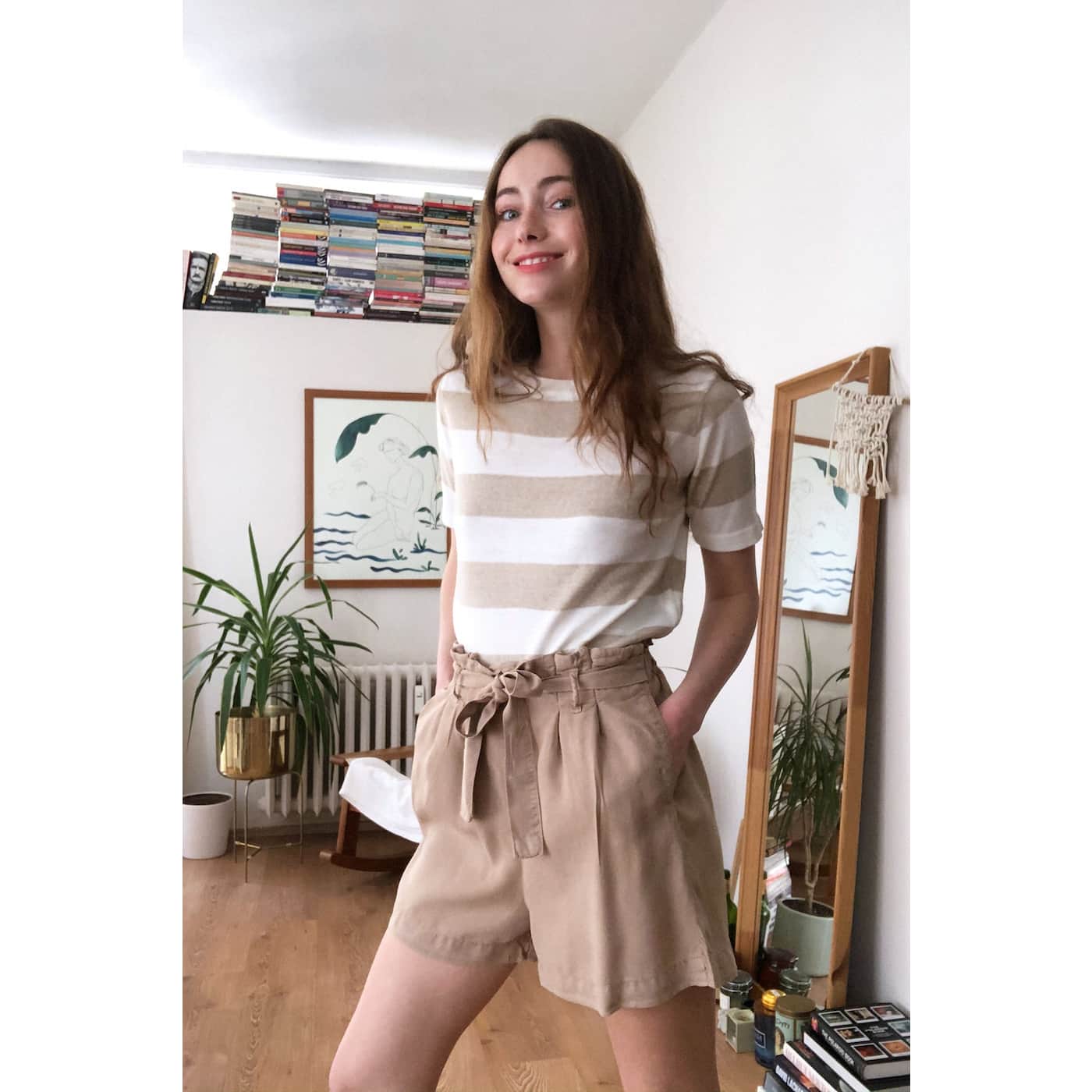 Trendyol Camel Belted Denim Shorts