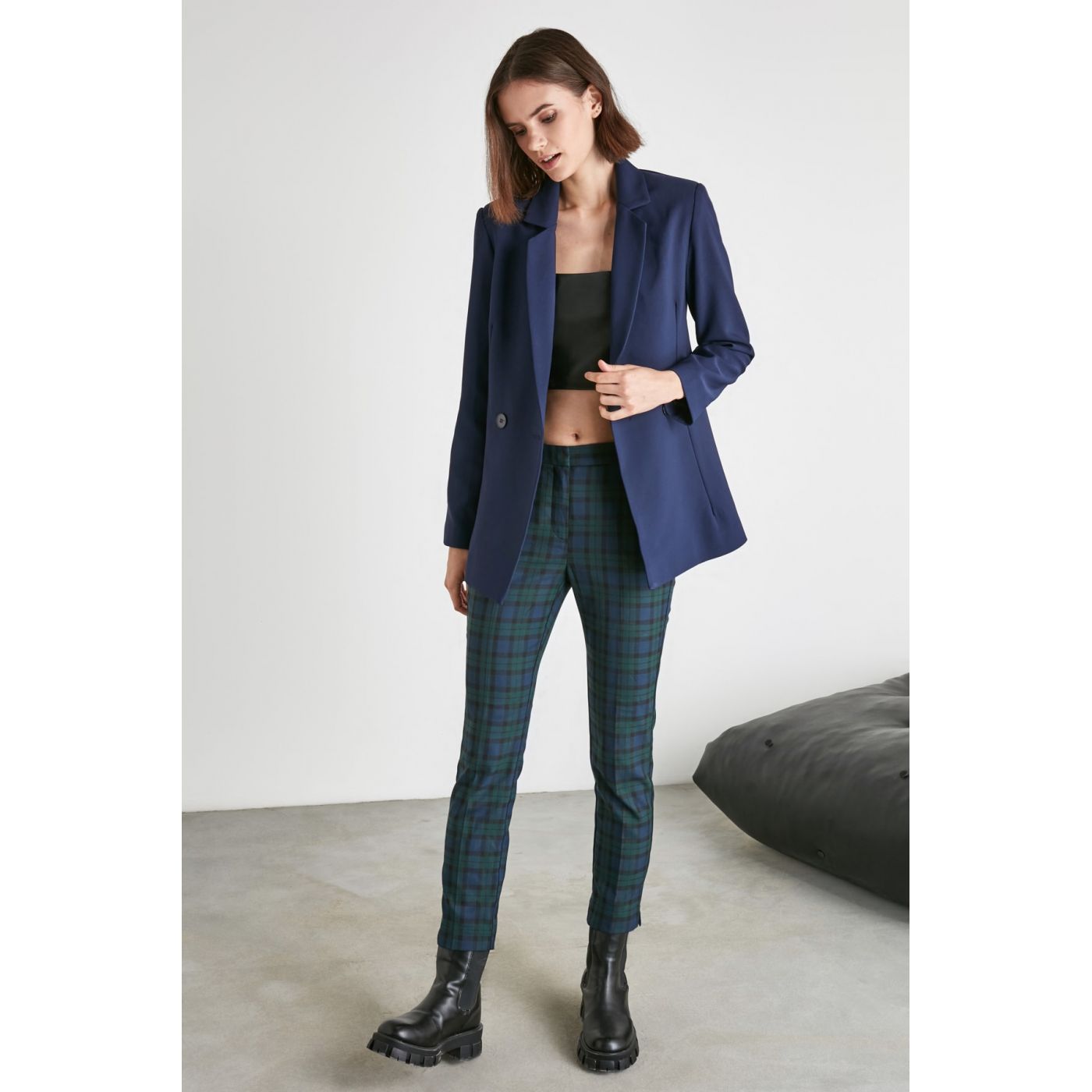 Trendyol Navy Button Jacket
