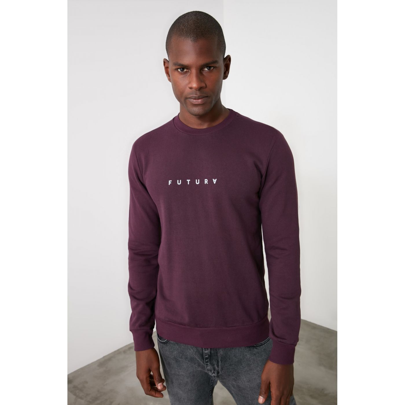 Trendyol Burgundy Men's Bicycle Collar Sweatshirt