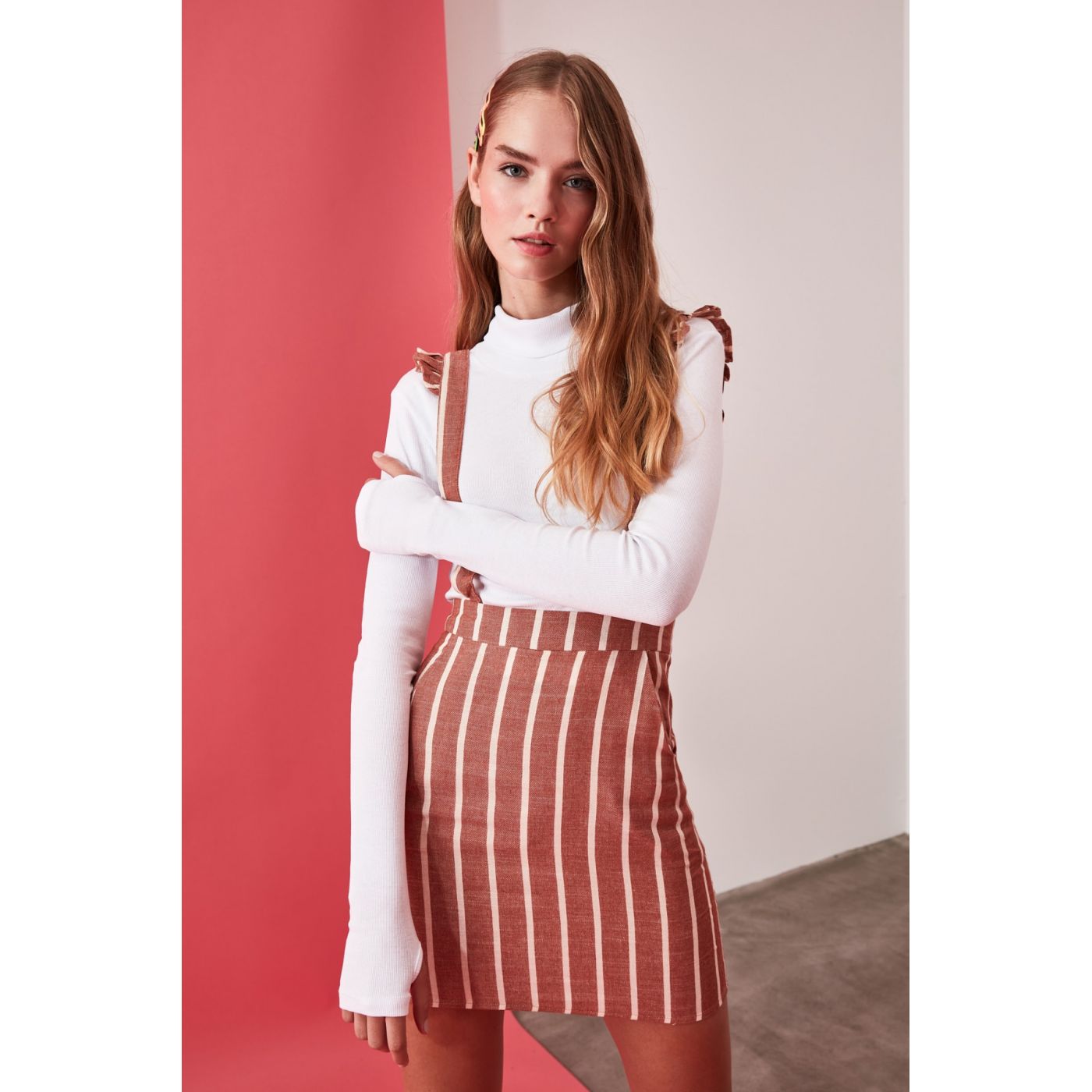 Trendyol Brown Striped Jile Dress