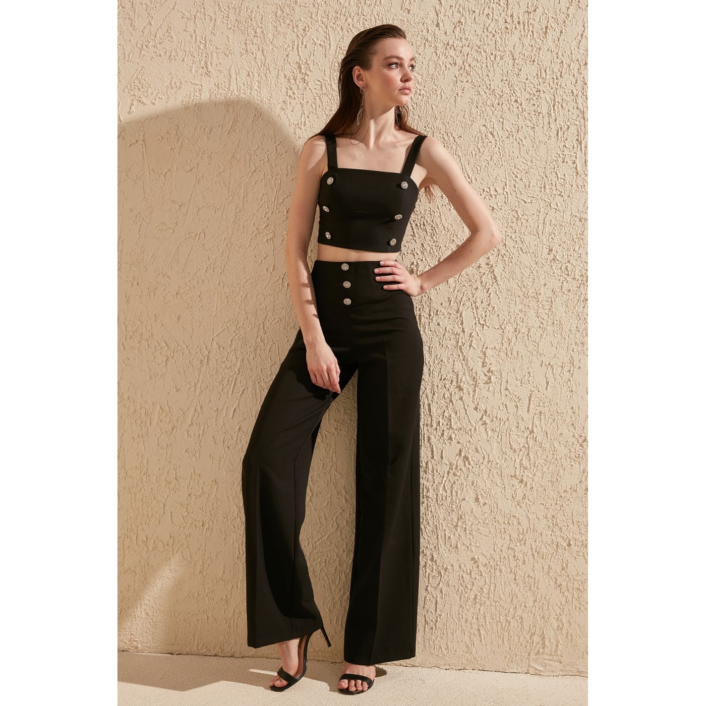 Trendyol Black Button Detailed Pants