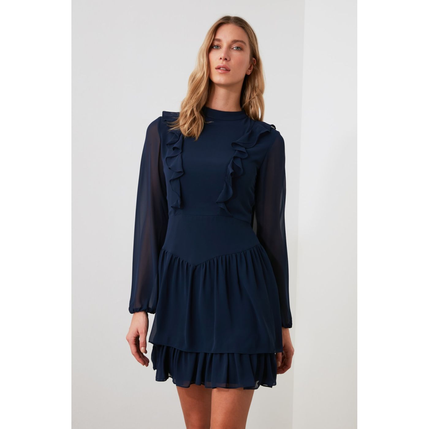 Trendyol Indigo Flywheel Dress