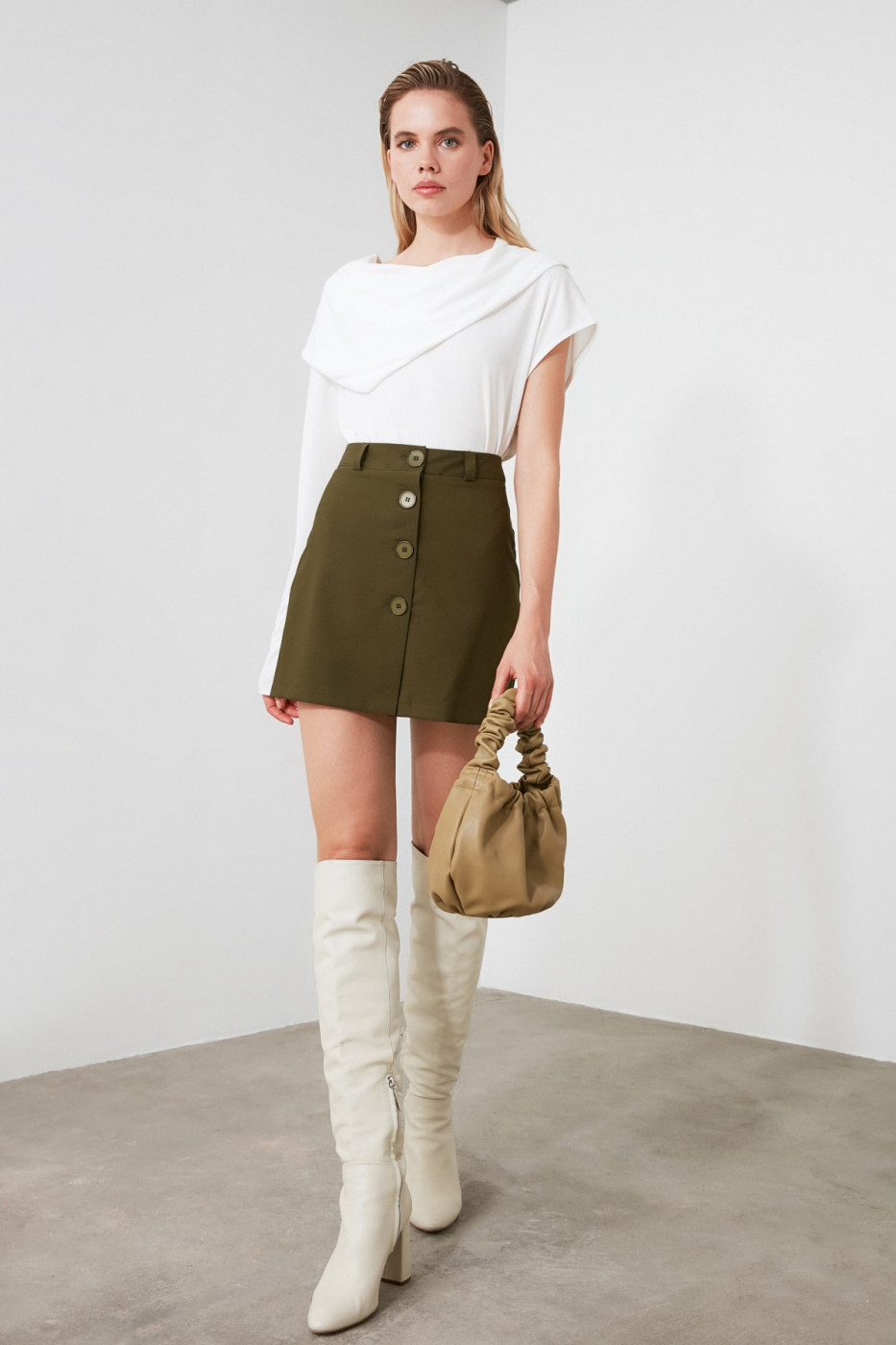 Trendyol Khaki Button Detailed Shorts & Bermuda