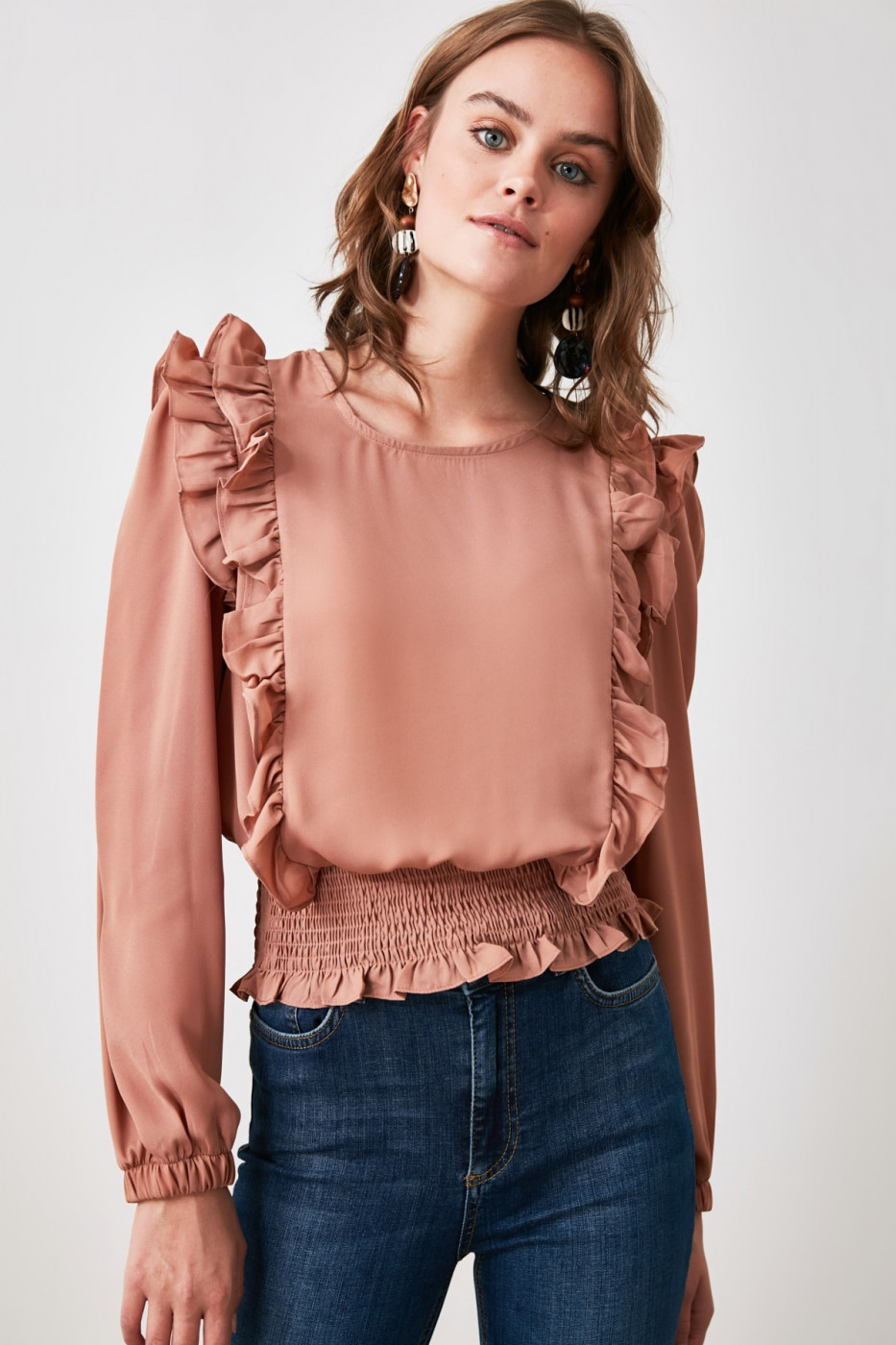 Trendyol Camel Gipeli Blouse