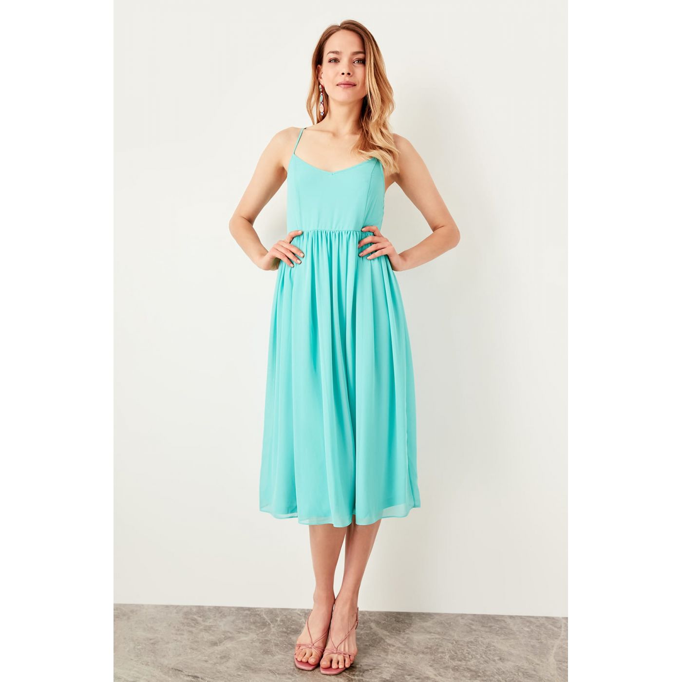 Trendyol Mint back detailed dress