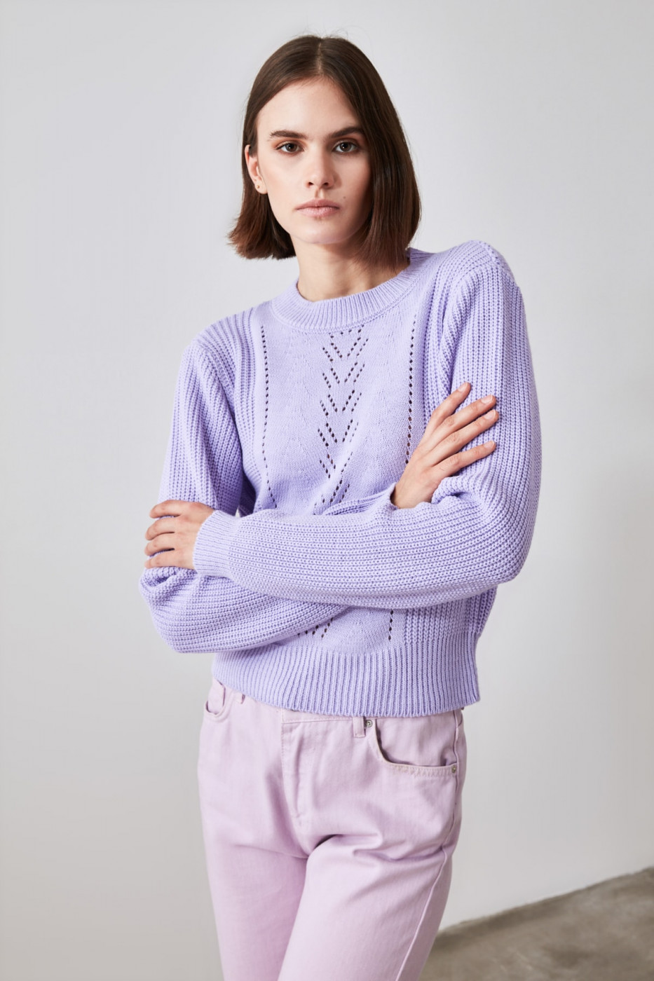 Trendyol Lila Ajurlu Knitwear Sweater